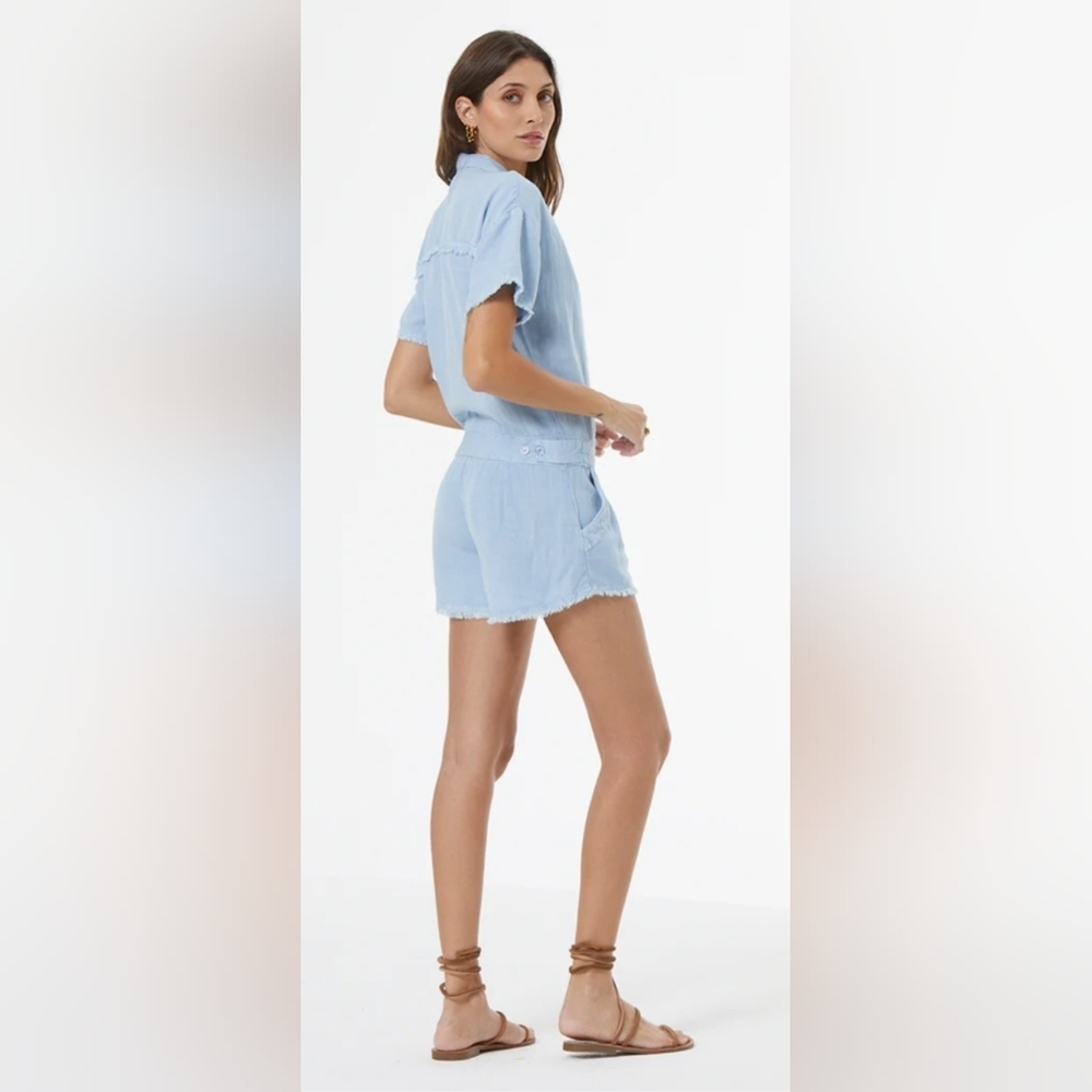 Young Fabulous & Broke Linen Blend Romper Cornflower Blue Size S